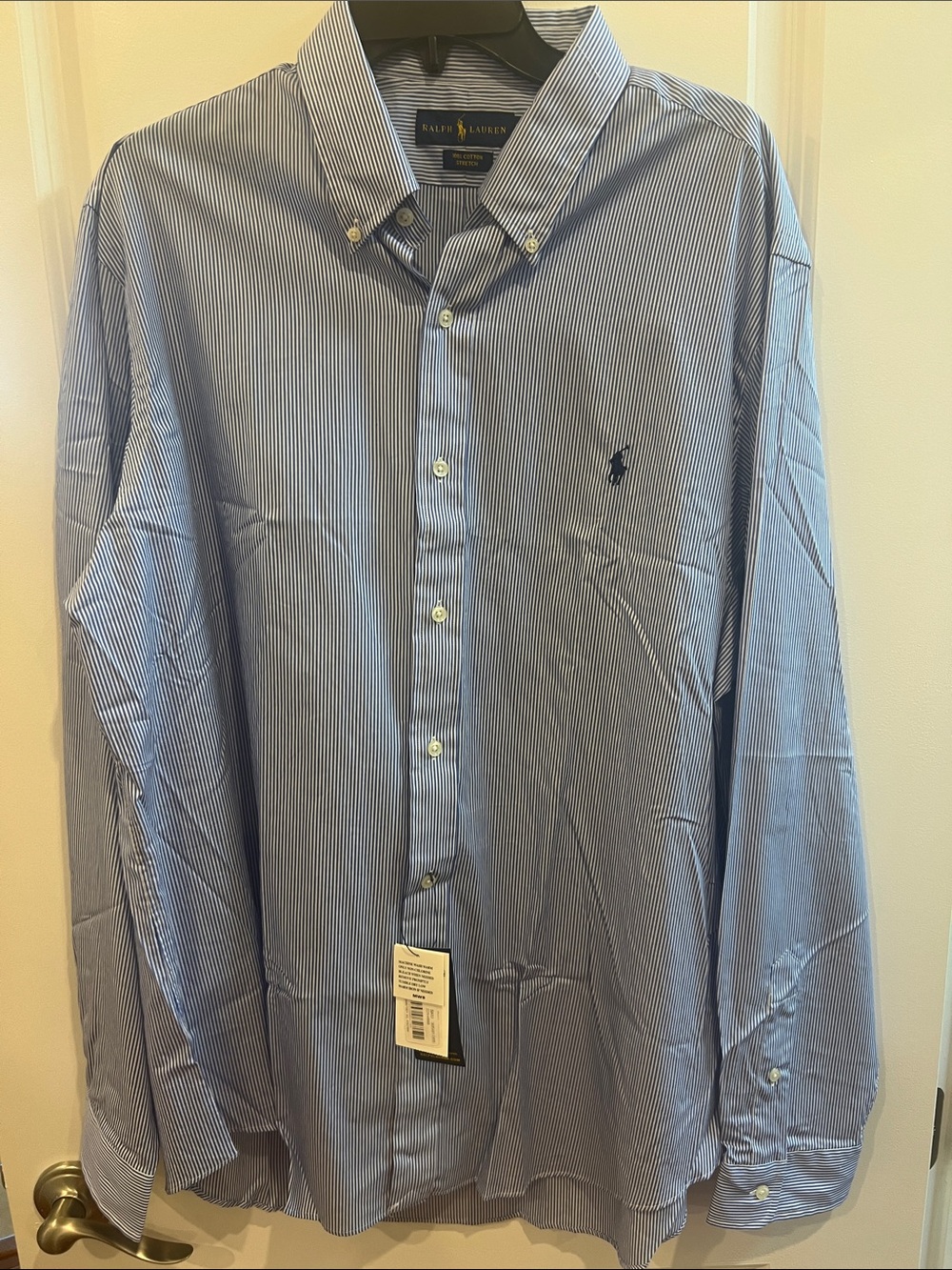 Ralph Lauren Light Blue Thin-Stripe Classic Button-Down Dress Shirt